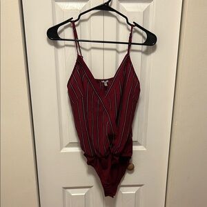 Charlotte Russe Red and White Bodysuit